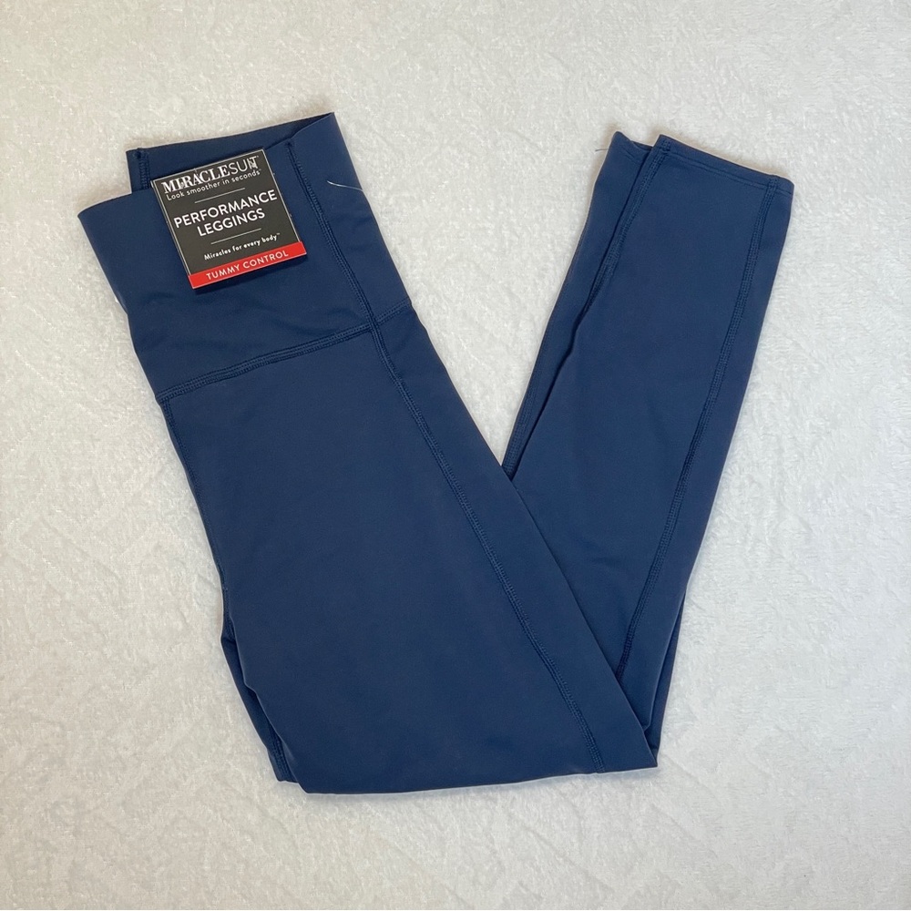 NEW‎ MiracleSuit Navy Blue Performance Leggings Tummy Control Size M